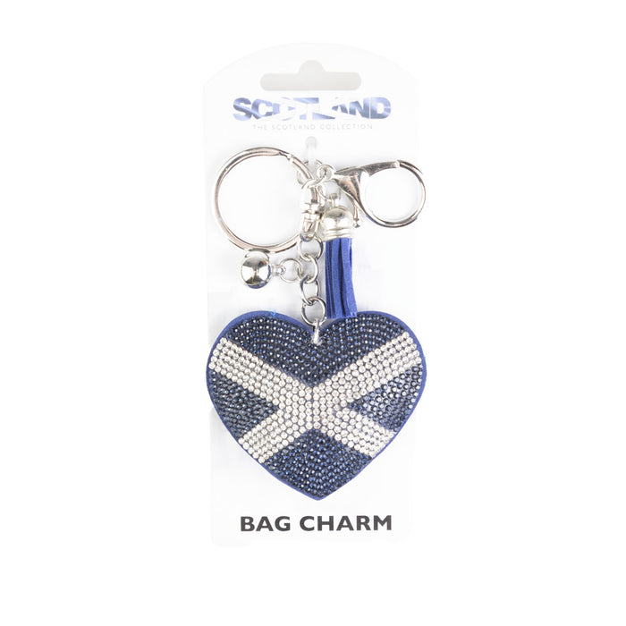 Saltire Heart Diamante Keyring