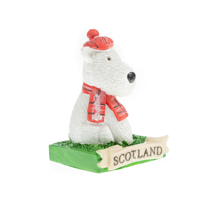 3" Resin Figure - White Tartan Dog