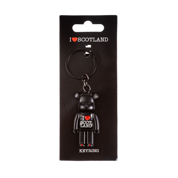 Metal Teddy Bear Keyring - Black