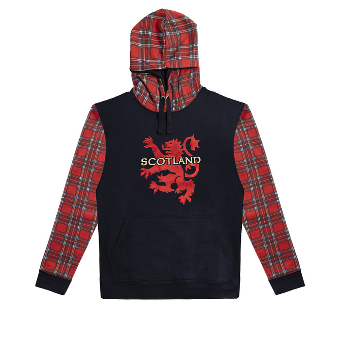 Adult Hoodie Lion/Scotland Tartan Sleeve