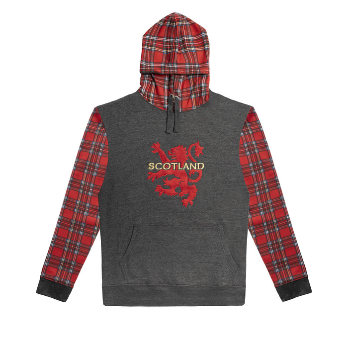 Adult Hoodie Lion/Scotland Tartan Sleeve