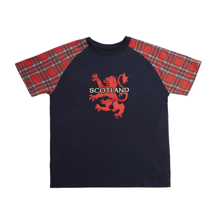 T-Shirts Emb Lion/Scotland Tartan Sleeve