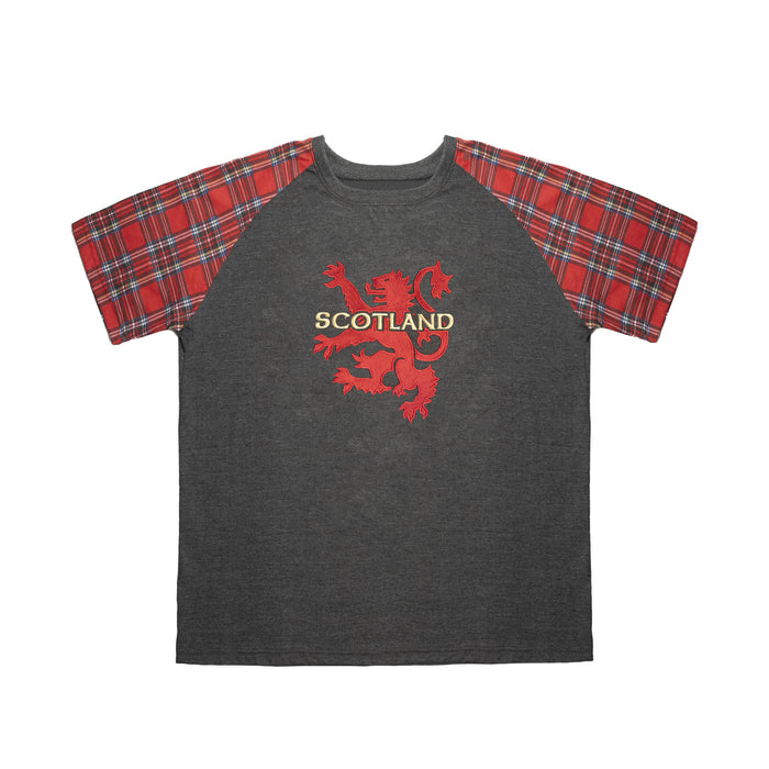 T-Shirts Emb Lion/Scotland Tartan Sleeve