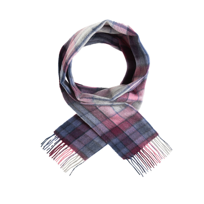 Edinburgh 100% Lambswool Scarf  Tie Dye Check - Navy/Pink