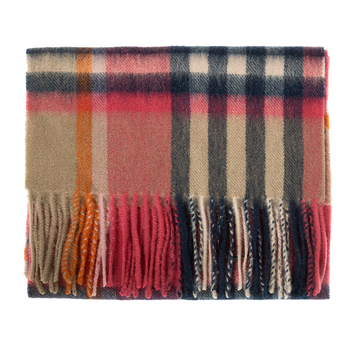 Edinburgh 100% Lambswool Tartan Scarf Royal Stewart Vintage Pink