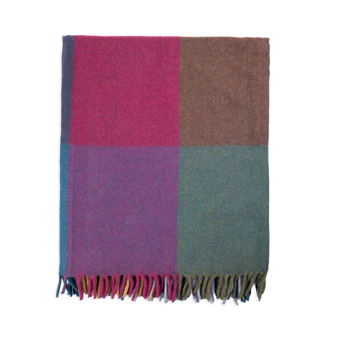 Block Check Herringbone Blanket Grey Pink
