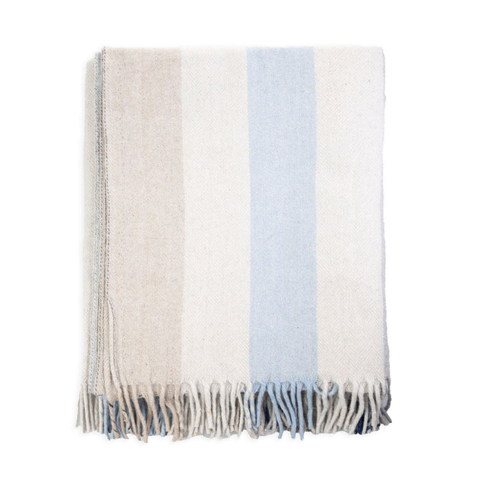 Stripe Herringbone Blanket Light Blue