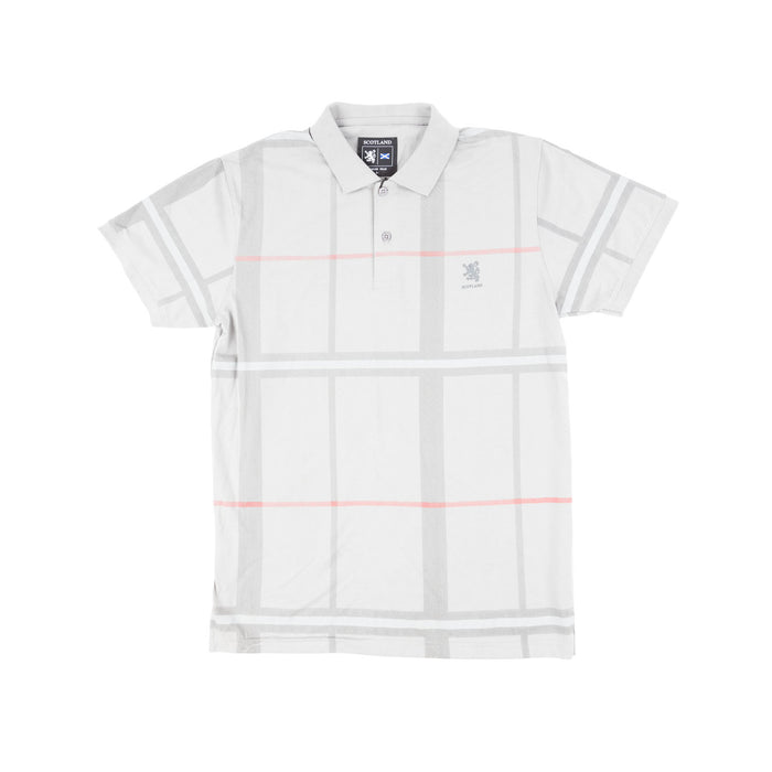 Mens Polo Shirt Full Check M. Grey