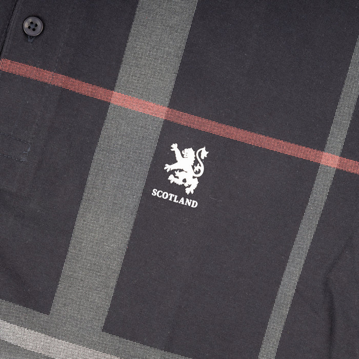 Mens Polo Shirt Full Check Navy
