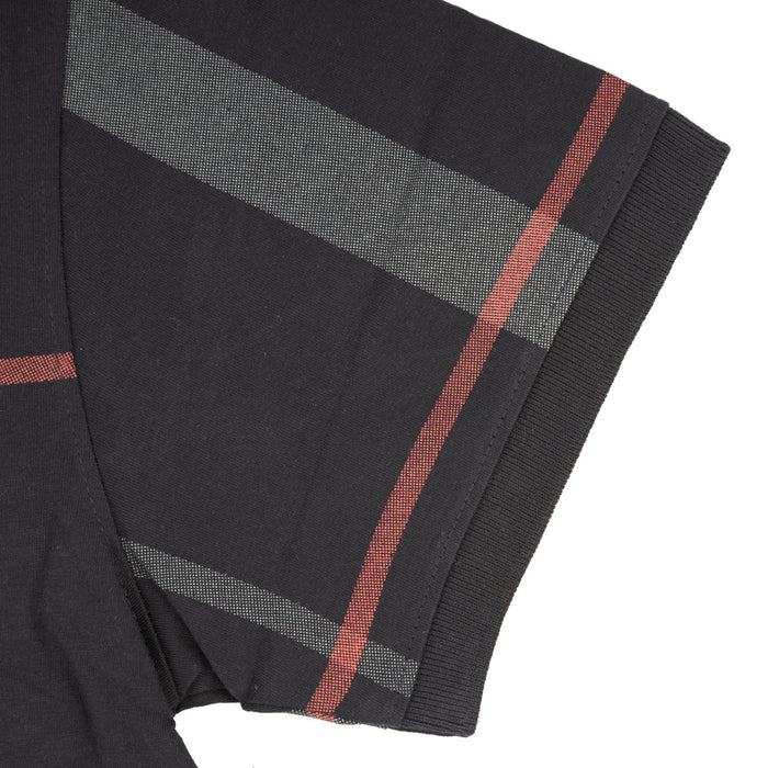 Mens Polo Shirt Full Check Navy