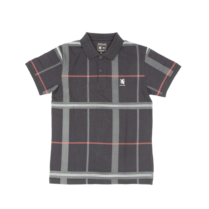 Mens Polo Shirt Full Check Navy