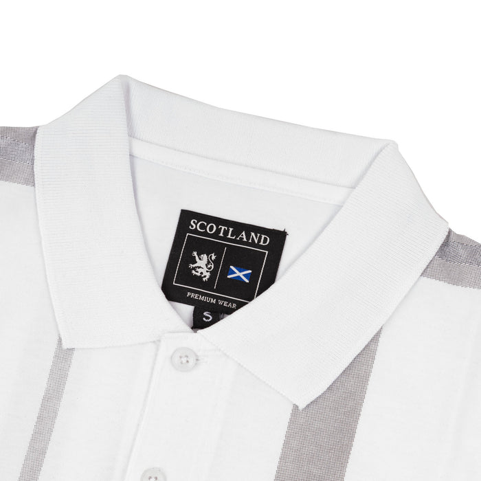Mens Polo Shirt Full Check White