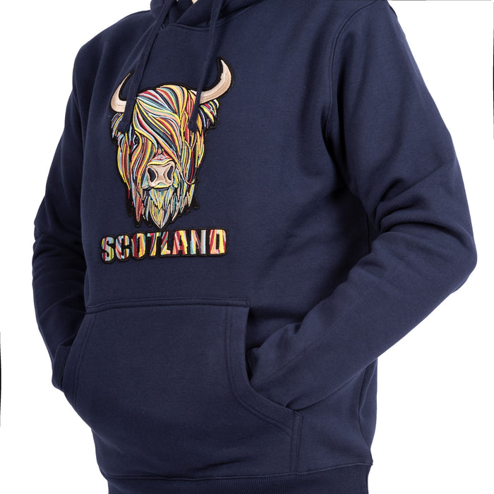 Adults Pastel Highland Cow Hooded Top Navy