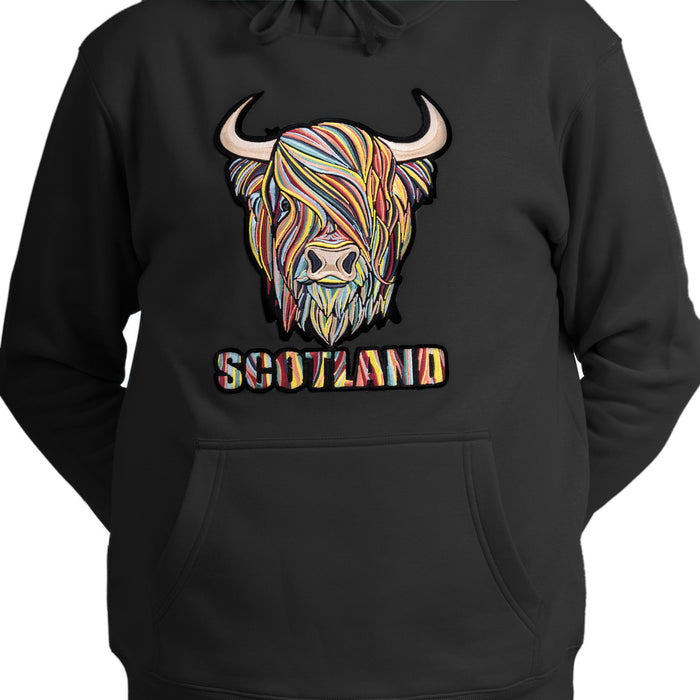 Adults Pastel Highland Cow Hooded Top Charcoal