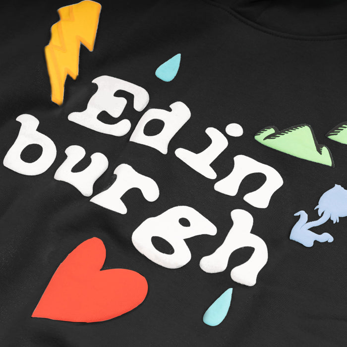 Adults Edin 3D Puff Printed Hooded Top Charcoal