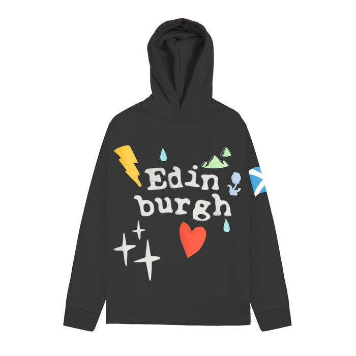 Adults Edin 3D Puff Printed Hooded Top Charcoal