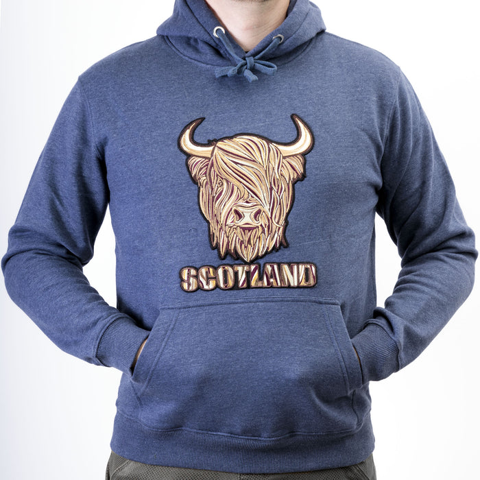 8 Shades Of Brown Highland Cow Hoodie Denim Blue