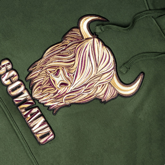 8 Shades Of Brown Highland Cow Hoodie Asparagus Green