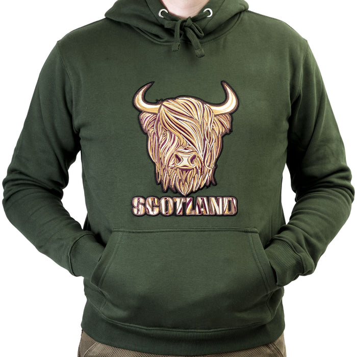 8 Shades Of Brown Highland Cow Hoodie Asparagus Green