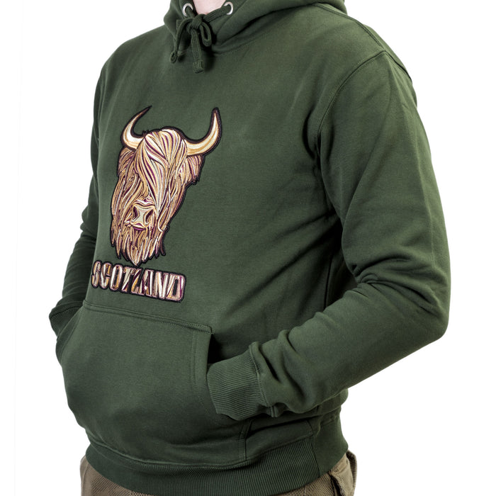 8 Shades Of Brown Highland Cow Hoodie Asparagus Green