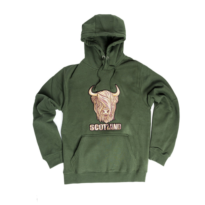8 Shades Of Brown Highland Cow Hoodie Asparagus Green