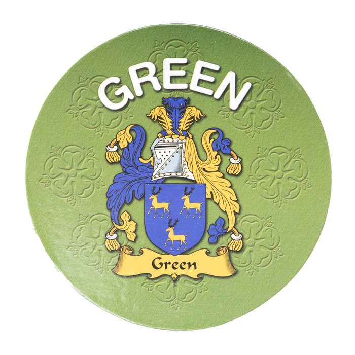 Clan/Family Name Round Cork Coaster Green