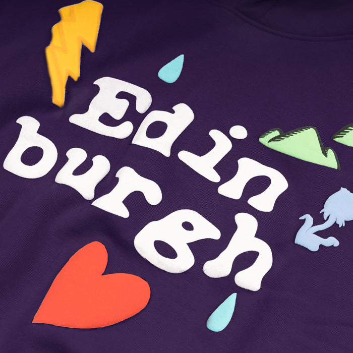 Adults Edin 3D Puff Printed Hooded Top Purple