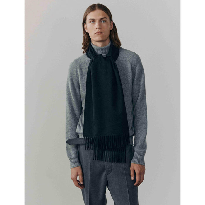 100% Cashmere Woven Scarf Dalton Plain Navy