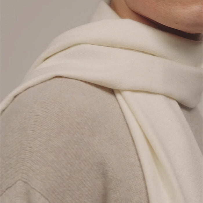 100% Cashmere Woven Scarf Dalton Plain White
