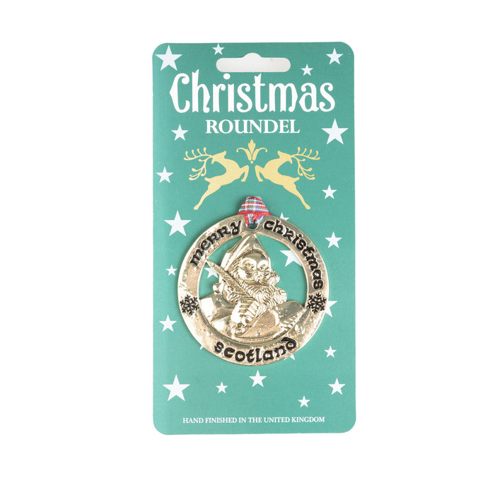 Christmas Roundel Gold Santa Clause