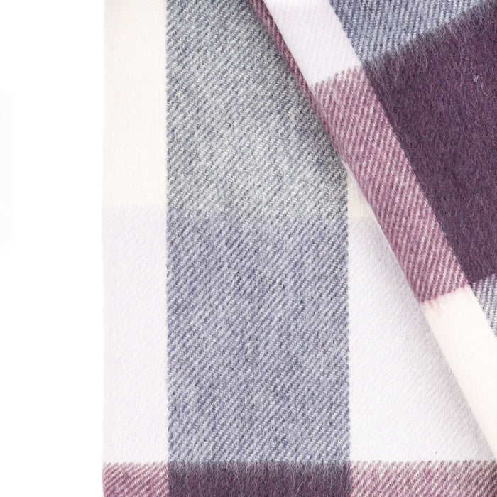Pure Cashmere Tartan Blanket Block Check Pink