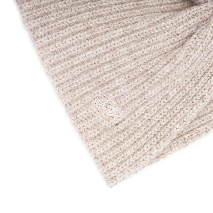 100% Cashmere Ladies Rib Headband Wide Lightweight Beige