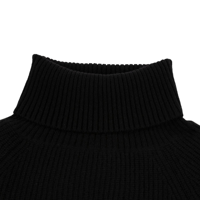 100% Cashmere Polo Poncho Black