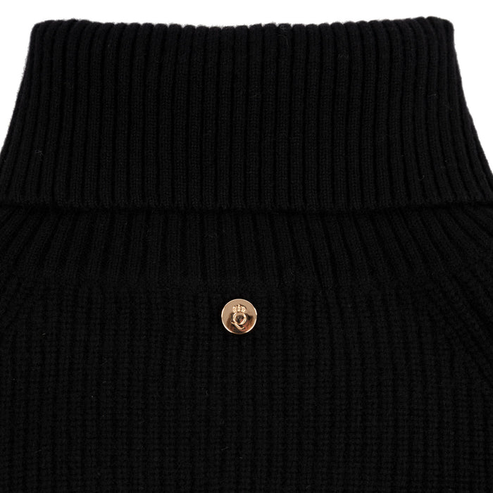 100% Cashmere Polo Poncho Black