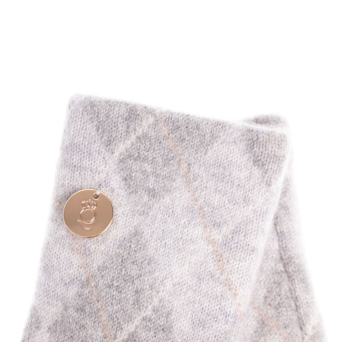 100% Luxury Cashmere Argyle Glove Grey Grey