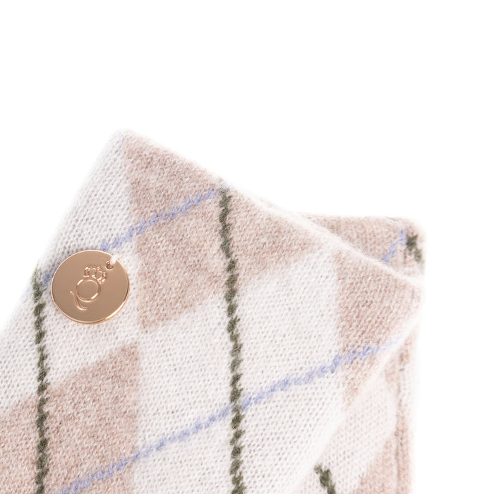100% Luxury Cashmere Argyle Glove Beige White