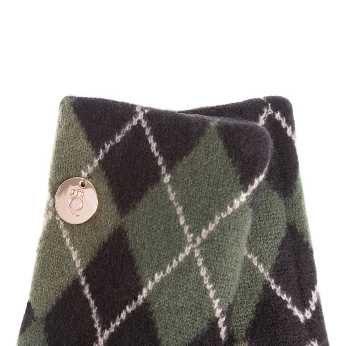 100% Luxury Cashmere Argyle Glove Black Olive