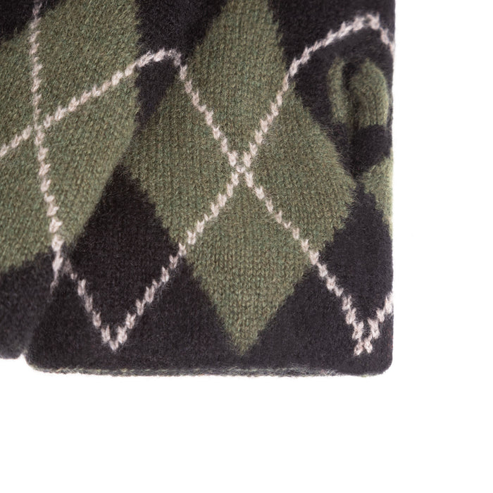 100% Luxury Cashmere Argyle Glove Black Olive
