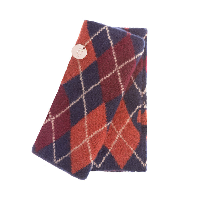 100% Luxury Cashmere Argyle Glove Black Olive