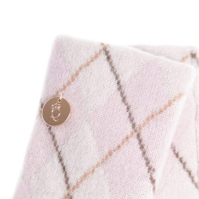 100% Luxury Cashmere Argyle Glove Pink White