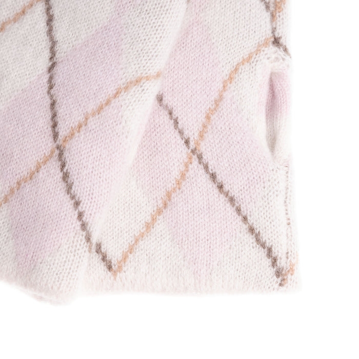 100% Luxury Cashmere Argyle Glove Pink White