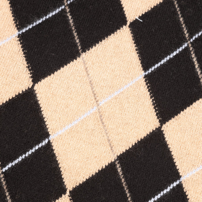 100% Luxury Cashmere Argyle Scarf Black Camel