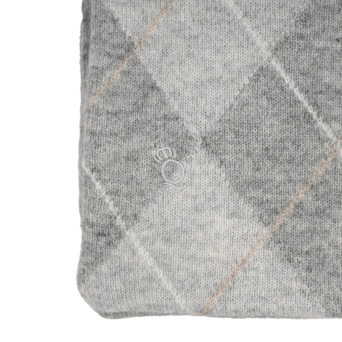 100% Luxury Cashmere Argyle Scarf Grey Grey