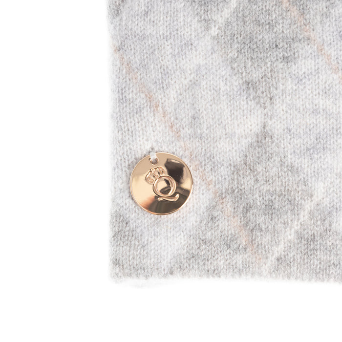 100% Luxury Cashmere Argyle Headband Grey Grey