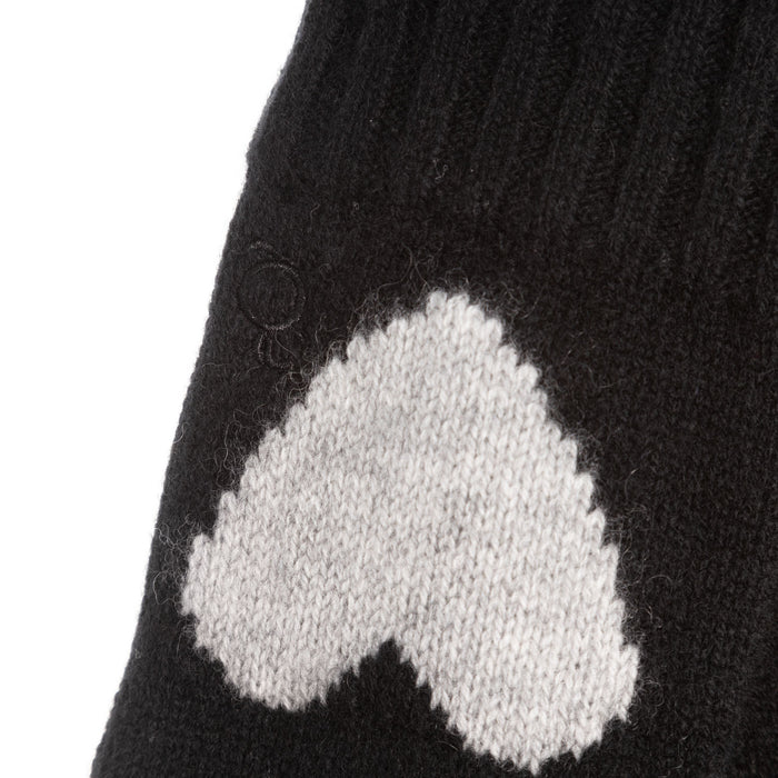 30% Cashmere Motif Glove Black And Pearl