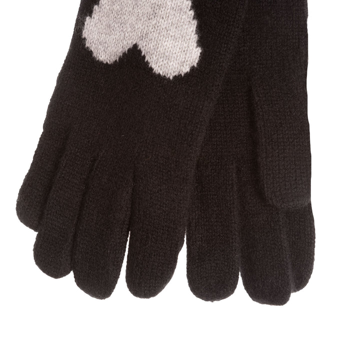 30% Cashmere Motif Glove Black And Pearl