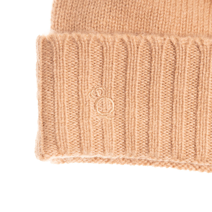 30% Cashmere Motif Hat With Ff Pom Hazelnut And Cloud