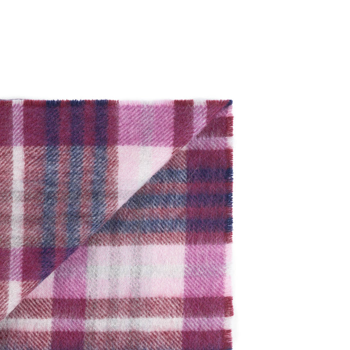 Edinburgh Cashmere Scarf Cluster Gingham Astral Raspberry