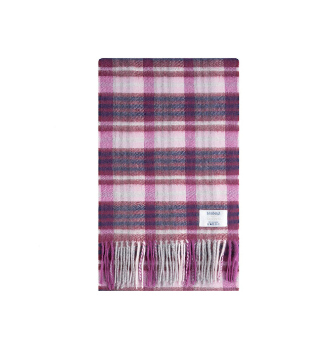 Edinburgh Cashmere Scarf Cluster Gingham Astral Raspberry