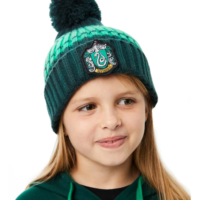 Kids Slytherin Chunky Knit Beanie